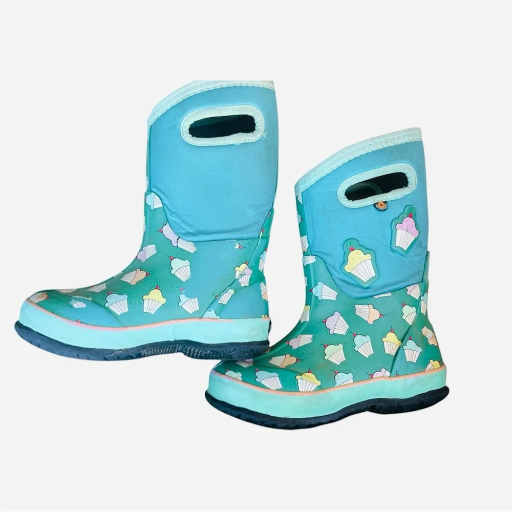 Bogs Kids Cupcake Print Rain Boots - Teal
